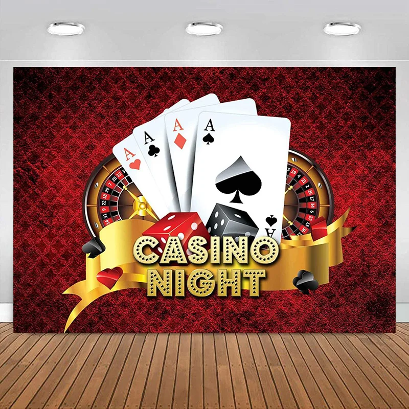 Casino Night Backdrop for Party Photography Banner Poker Roulette Background Themed Party Wallpaper Photo Booth Props Decoration