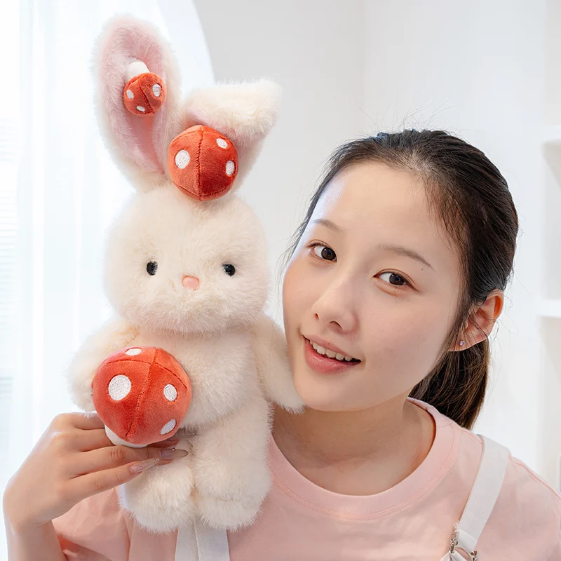 

Kawaii гриб белый кролик кукла мягкая мультяшная животное кролик плюшевая игрушка успокаивающий сон подарок на день рождения