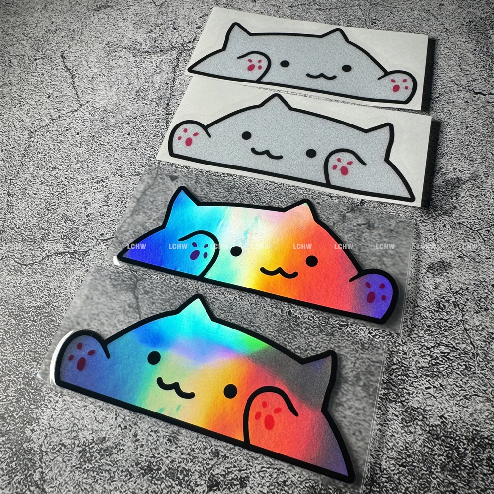 Adorable Peeping Cat Car Sticker, Creative Bongo Drumming Cat Design, Decor Decal for Car Body and Window