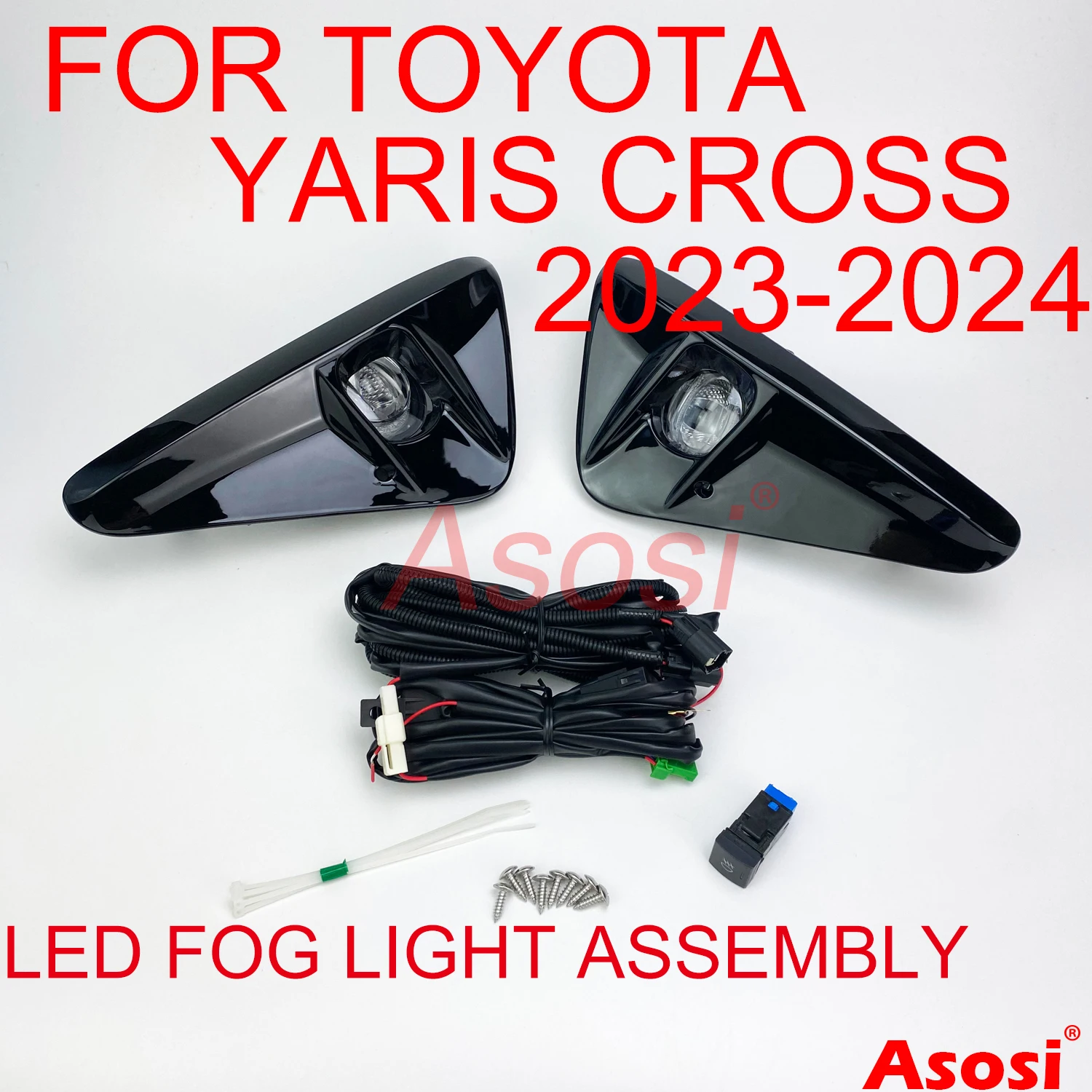 

Front Bumper LED Fog Light Lamp Assembly For Toyota Yaris Cross 2023 2024 Left + Right Side Replace Or Upgrade Complete Kit