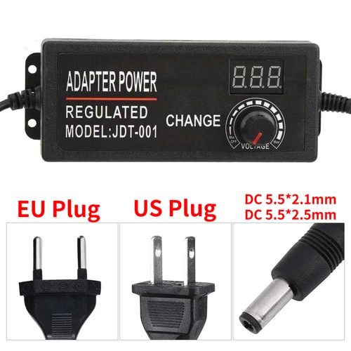 Imagen 2 del producto Adaptador de fuente de alimentación ajustable AC DC 12V voltios pantalla LED alimentación 220V a 3V 5V 9V 12V 24V 36V con conector Jack DC