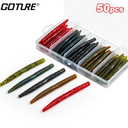 Goture 50pcs/lot Earthworm Baits 3in 4in Slow SinkingTrout Worm Soft Lures Freshwater Artificial Fishing Soft Lures Wobblers