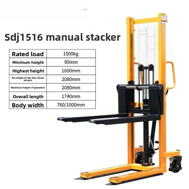 Manual hydraulic forklift, stacker, small loading and unloading truck, lifting and handling logistics, warehousing forklift view 2