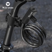 WEST BIKING Portable Bicycle Cable Lock Durable Anti Theft Safety Lock MTB Road Bike Motorcycle E-bike Scooter Lock With 2 Keys