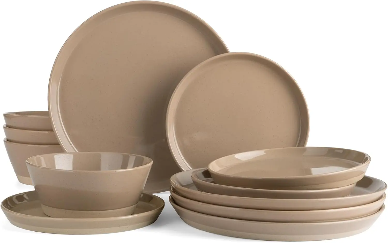 

Saturn Speckled Dinnerware Sets for 4 (12 Pieces), Stoneware Plates and Bowls Dish Set - Chip and Scratch Resistant, Microwave a