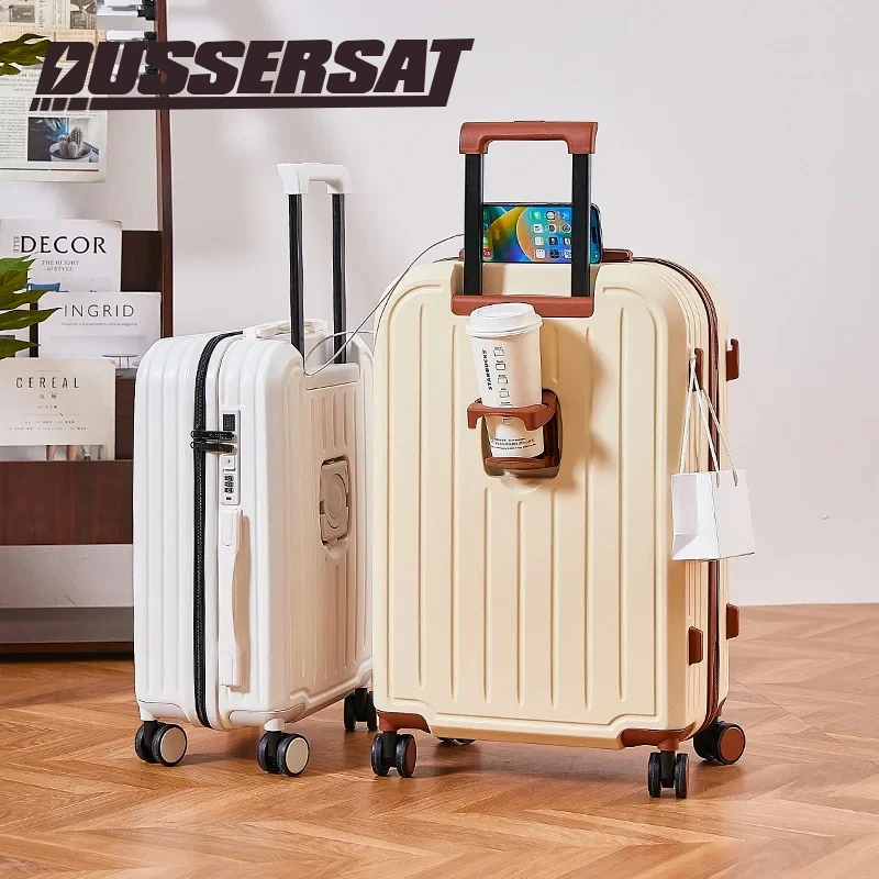 Aluminum Luggage Set - 100% Magnesium Alloy, 20-28 Inch Trolley Cases, Carry-On with Cup Holder  carry on luggage  suitcases