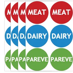 Kosher Labels, Meat Dairy Parve Stickers, Freezable Dishwasher Safe Labels 1.5 inch 120Pcs