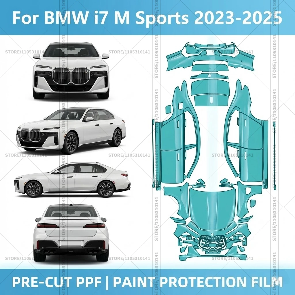 

Для BMW i7 M Sports 2023-2025: Предварительно вырезанная прозрачная защитная пленка PPF для автомобиля, профессиональная автомобильная пленка PPF для полной оклейки кузова