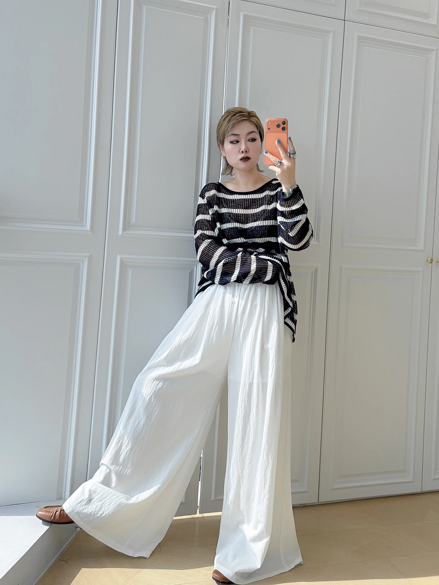 

High Waist Wide Leg Casual Pants for plus Size Women Draping Loose Fit Floor Length Hiding Meat Lazy Style Big Size Trousers