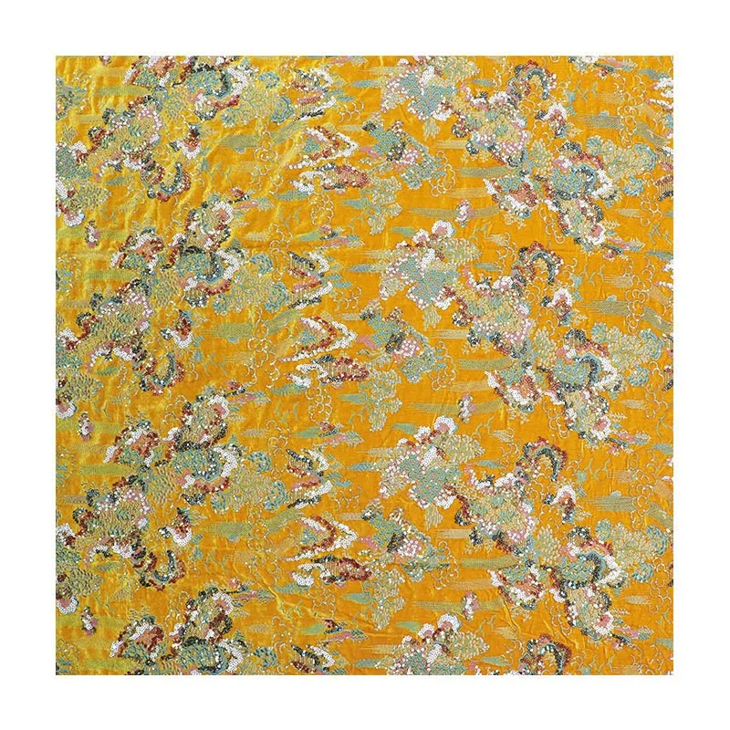 Three-dimensional sequined embroidery wedding dress fabric a fashionable and long new type of