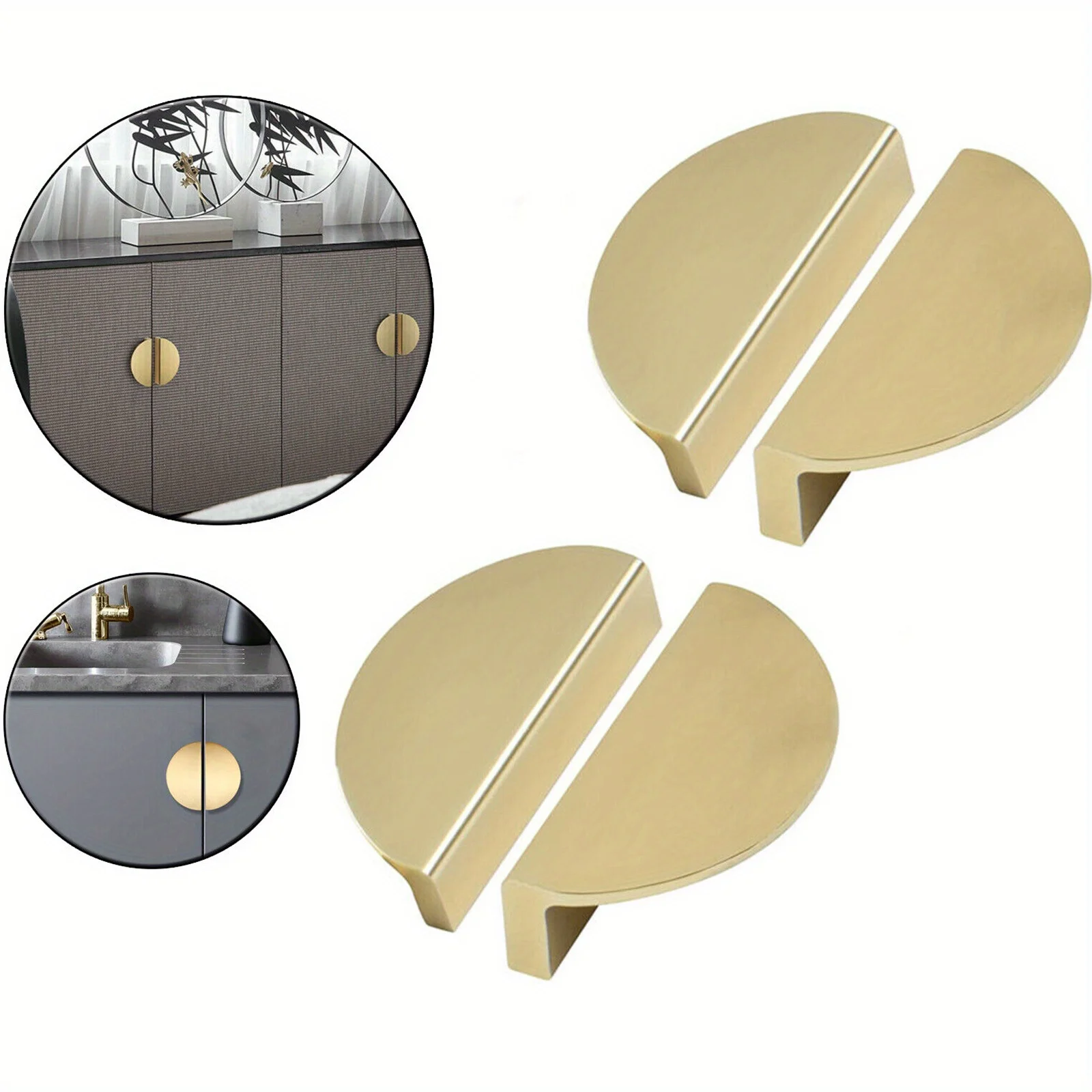 4PCS Modern Simple Semicircle Drawer Handle Golden Wardrobe Door Furniture Half Moon Cabinet Pull Cupboard Door Semi Circle Knob