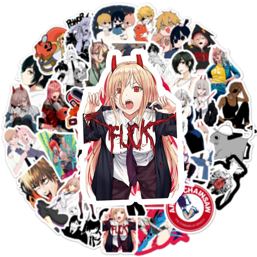 10/30/50Pcs Anime Chainsaw Man Graffiti Stickers Cartoon Kids Toy DIY Laptop Skateboard Phone Scrapbook Waterproof Sticker Decal