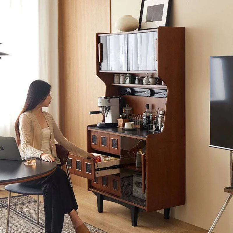 خزانة جانبية لتناول الطعام من الخشب الصلب الفرنسي مقابل خزانة تخزين الحائط وخزانة غرفة المعيشة وخزانة ضيقة #3