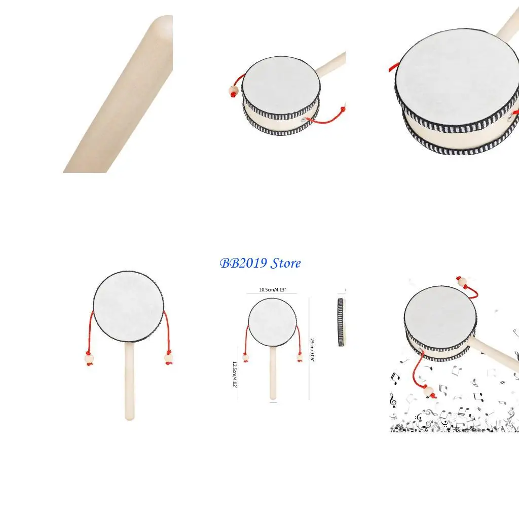 Q0KB Tradicional Drum Baby Rattle Rattle Toy Recém -nascido Crianças Educacional