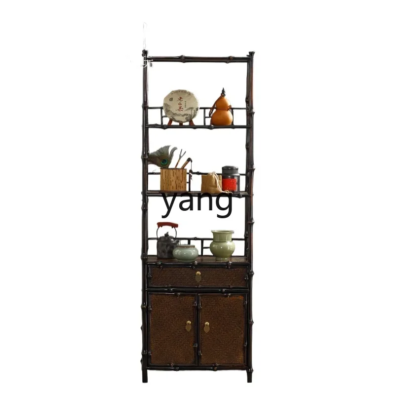 

LTT bookcase handmade lacquer tea set storage book bamboo woven floor shelf