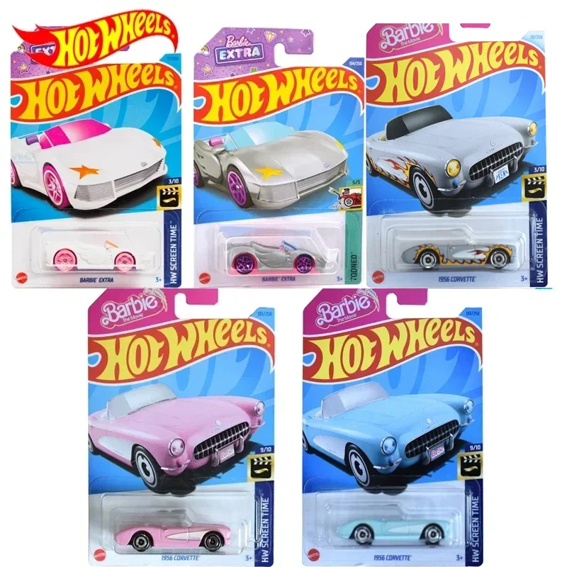 Mattel Hot Wheels Car Barbie Extra 1/64 Diecast Voiture HW Screen Time Tooned 1956 Corvette Model Toys for Kid Girl Gift C4982