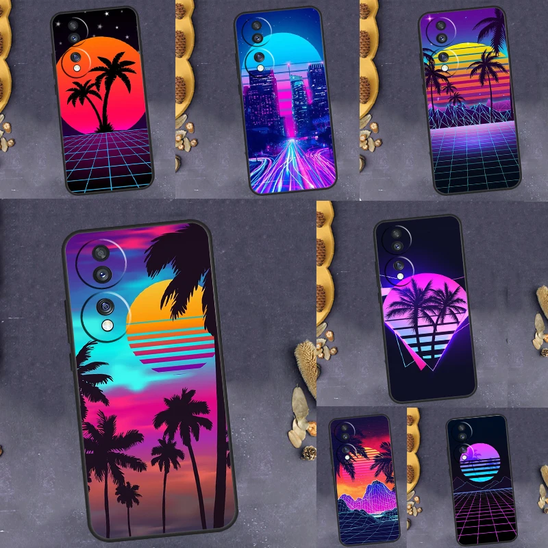 Synthwave Retro 80s Neon Case For Huawei Honor Magic5 Lite 50 70 X7 X8 X9 P20 P40 P30 Pro P Smart 2019 Nova 9 Cover