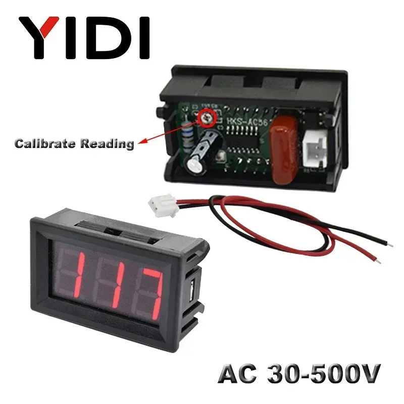 0.56\'\' AC 30-500V AC 10-600V LED Display Digital Voltmeter DC 2.3-30V DC 0-100V Red Green Blue Voltage Meter Calibrate Reading