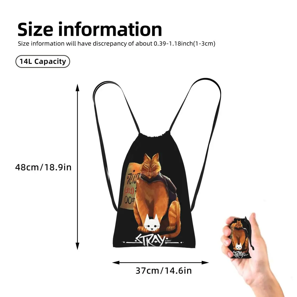 Stray Cat Game 0 Drawstring Backpack Sports Gym Bag Portable Travel Drawstring Bag for Men Women