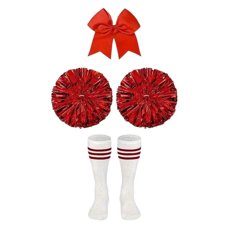 

4 шт., помпоны для черлидинга, бант для волос, металлические принадлежности для черлидинга, аксессуары для танцев на Хэллоуин, необычные аксессуары для веселья