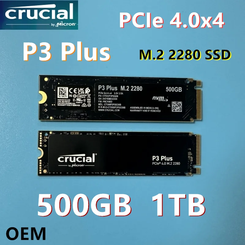 OEM Package Crucial SSD P3 Plus 500GB 1TB  PCIe Gen4 3D NAND NVMe M.2 2280 built-in solid-state drive