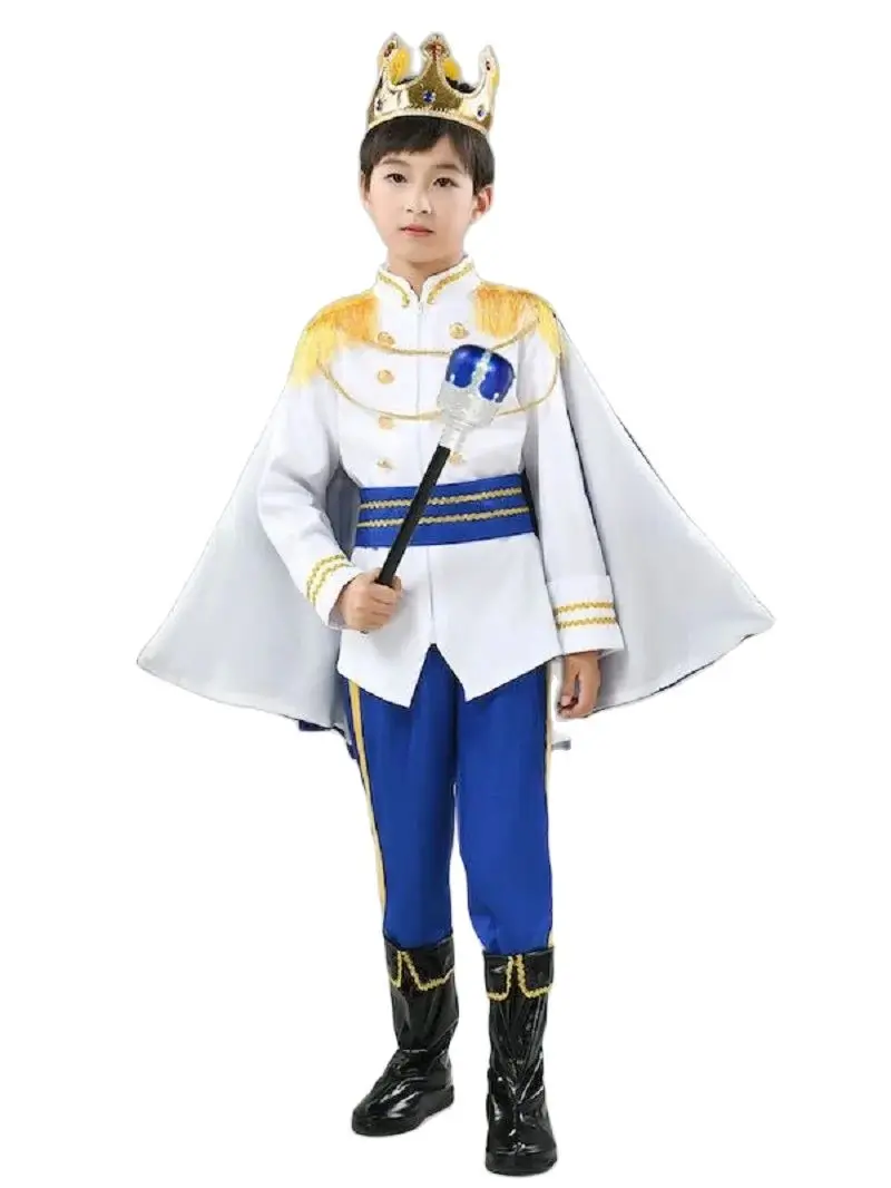 Desenhos animados Príncipe Cosplay Traje para Meninos, Príncipe Árabe, Rei Suit, Halloween, Castle Carnival Party