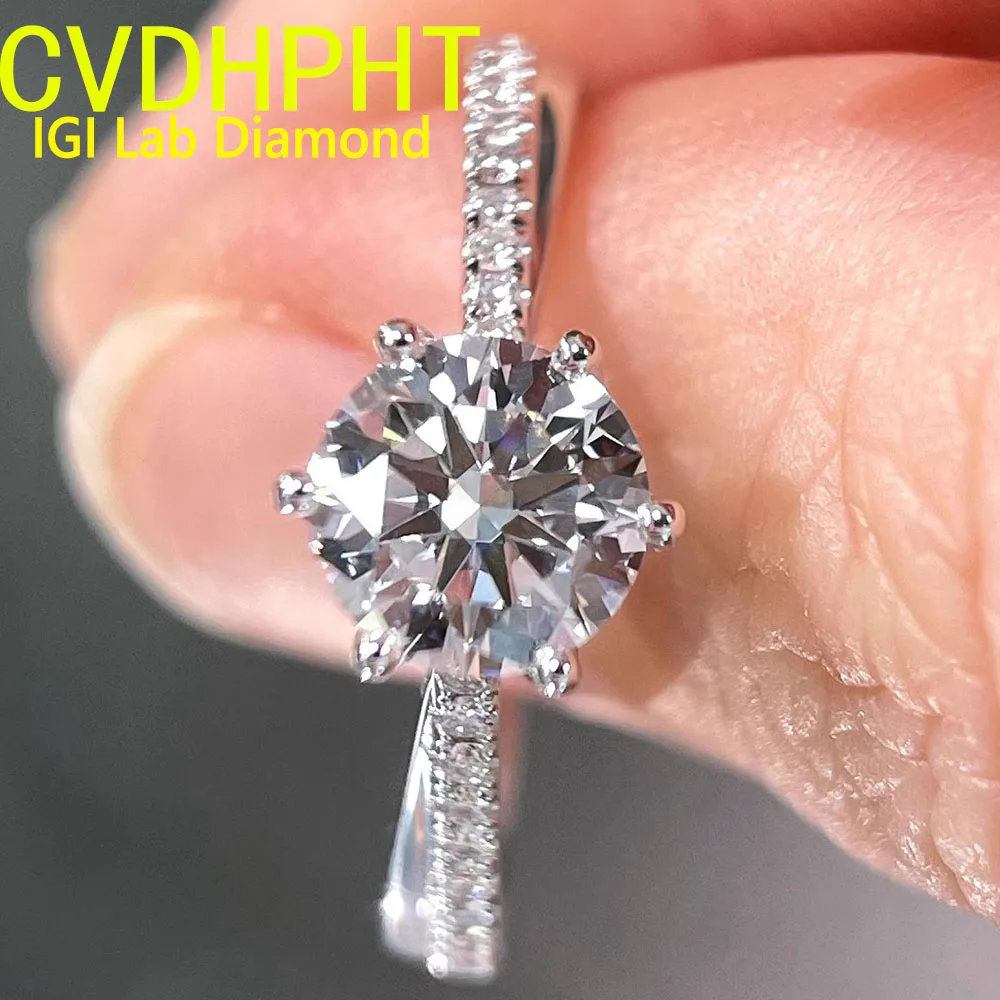 

3-каратное настоящее твердое белое золото 18 карат, выращенное в лаборатории кольцо с бриллиантом IGI круглой формы D VS1, свадебное обручальное кольцо