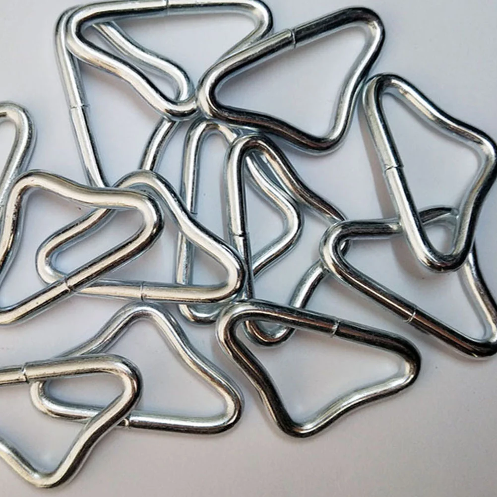 

30 Pcs Trampoline Jumping Fabric Iron Buckle Bottom Triangle Ring Hook Accessories Replacement Parts Metal Rings Connector