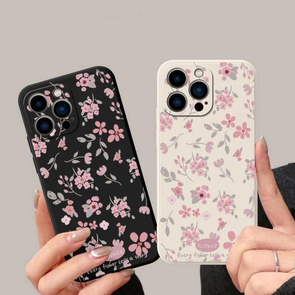 حافظة لهاتف آيفون 17 برو ماكس 16 برو ماكس 15 14 بلس 13 12 ميني 11 بنمط زهور وردية، غطاء حماية شامل من السيليكون الناعم