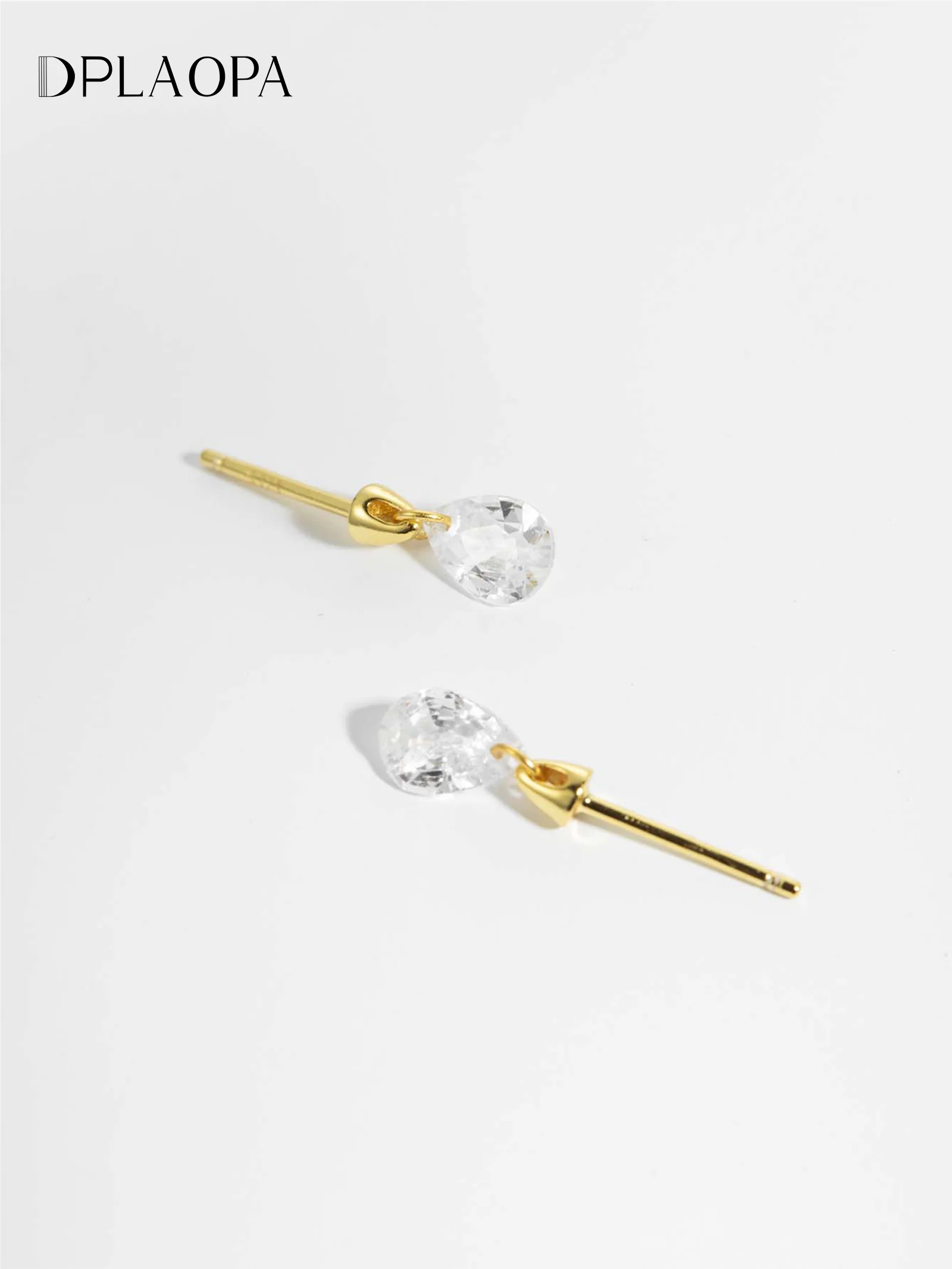 Dplaopa 100% 925 אגס זהב סטרלינג רוכסן משובץ עגיל הרבעה אלגנטי מינימליסטי לנשים