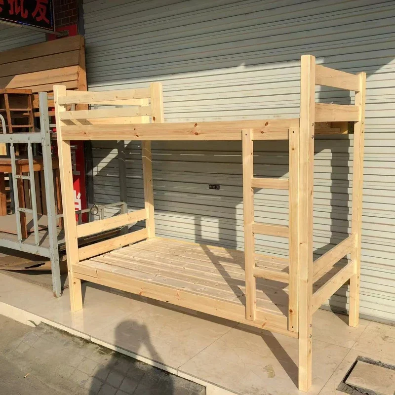 Mother and child bed Up and down bed Solid wood pine staff dormitory School double layer