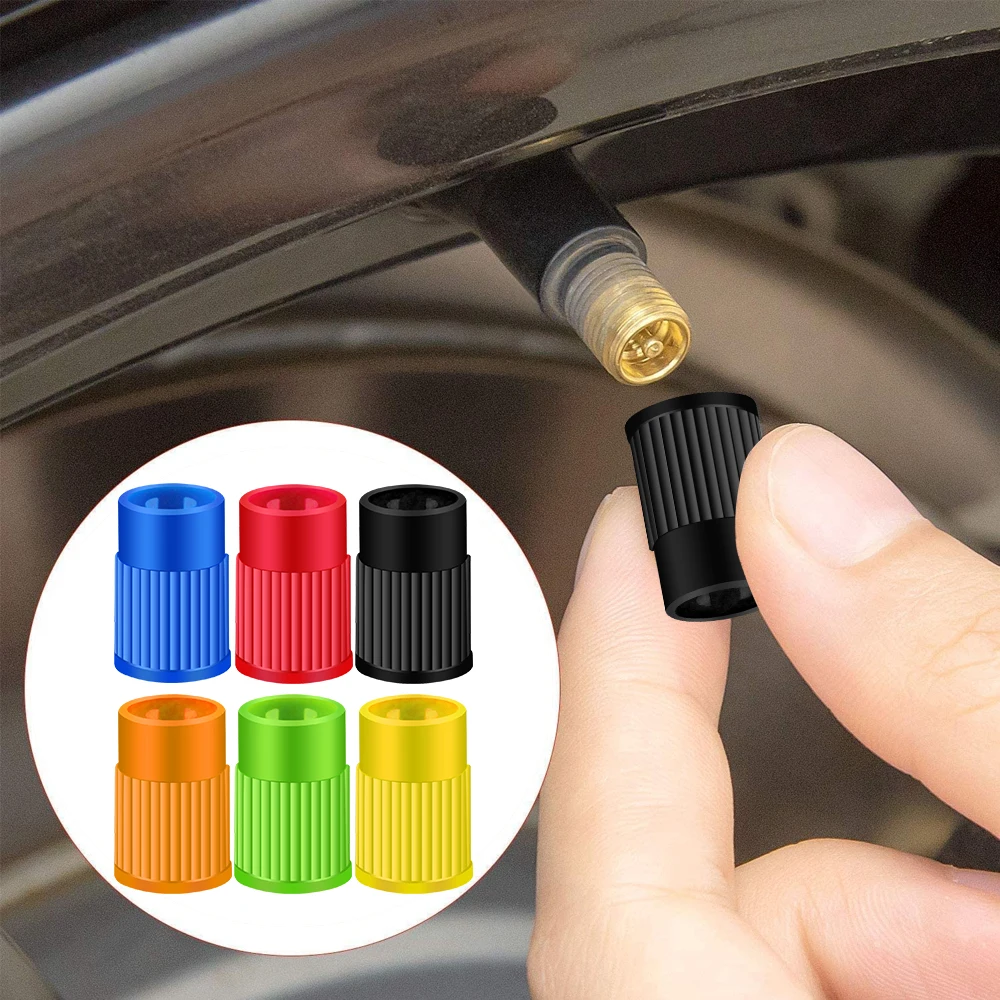 Plastic Tire Valve Caps Built-in Valve Core Remover Tool Universal Stem Covers for Cars, Bike and Bicycle, Trucks, Motorcycles