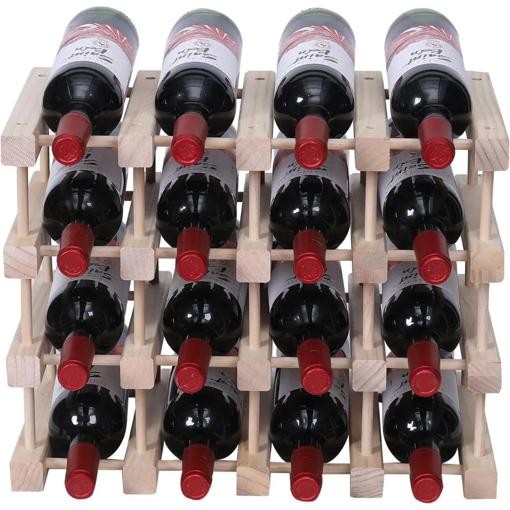 

Штабелируемая деревянная винная полка для небольших столешниц, напольная, вмещает 16 бутылок