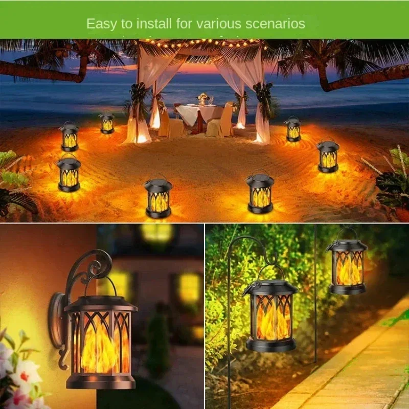 Outdoor Wall Lamp Garden Landscape Light Garden Decoration LED Solar Creative Simulation Flame Lamp with Clip IP65 Waterproof