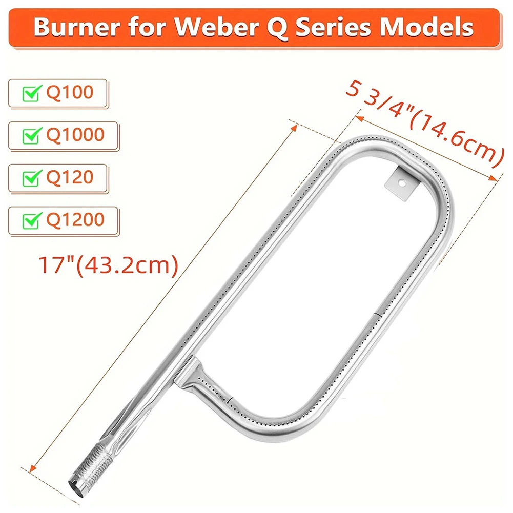 Grill Burner Tube Replacement 304 Stainless Steel Grill Burner Replacement Part for Weber Q100 Q120 Q1000 Q1200 BabyQ Model - view 6