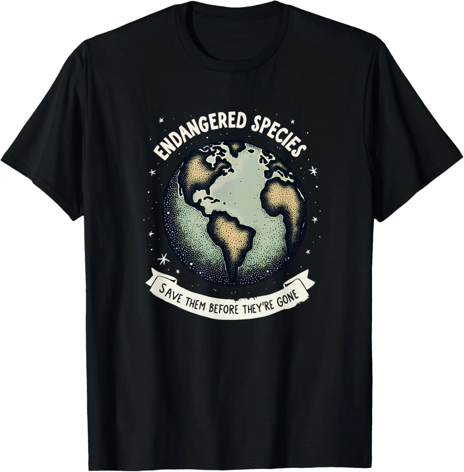 Endangered Earth's Animals Plants Species T-Shirt Print on Demand Print on Demand Short Sleeve Tee Personalized Clothing