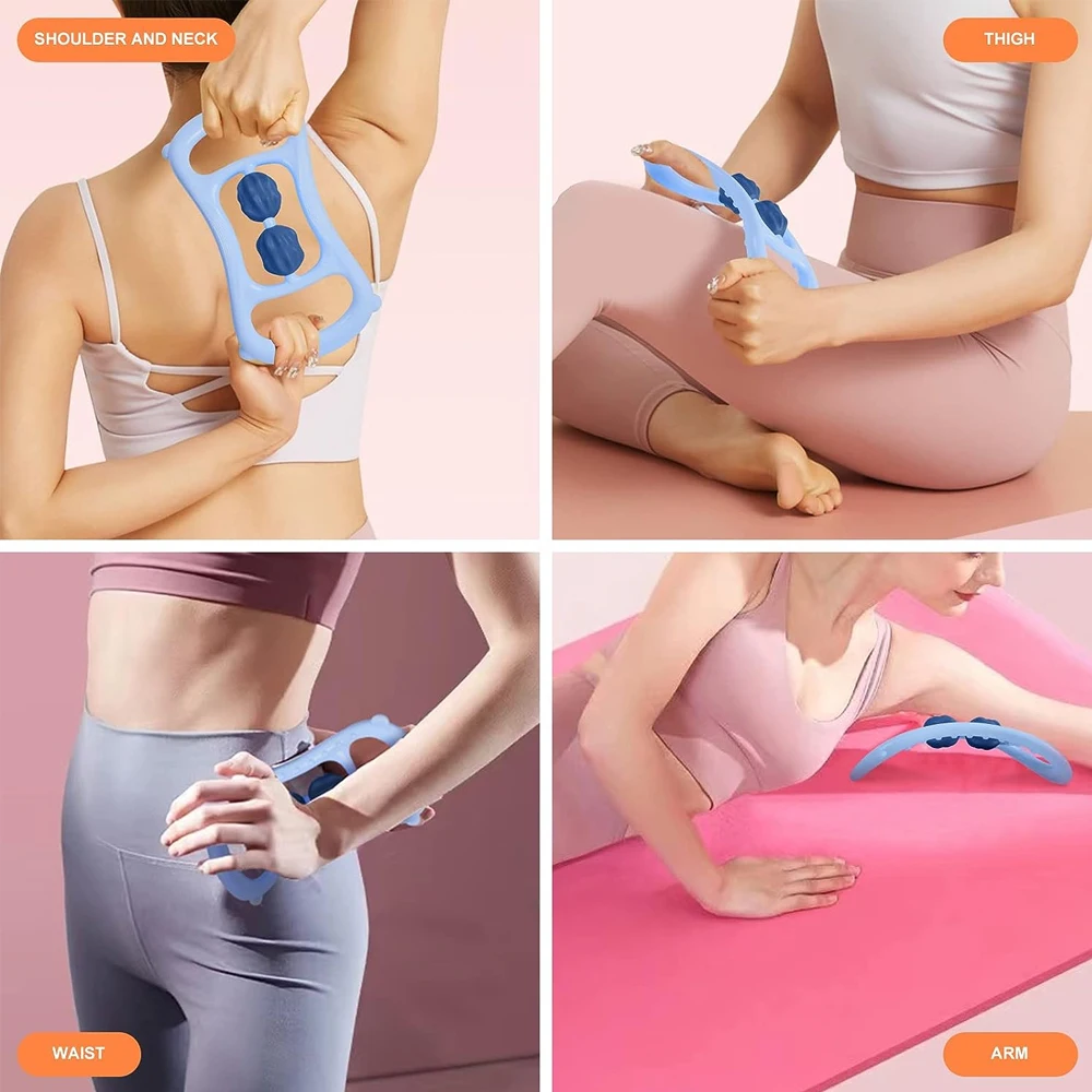 Neck Massager for Pain Relief Deep Tissue, Manual Calf Shoulder Massage Tool,Handheld Back Massager Roller Legs Shoulder Relaxer