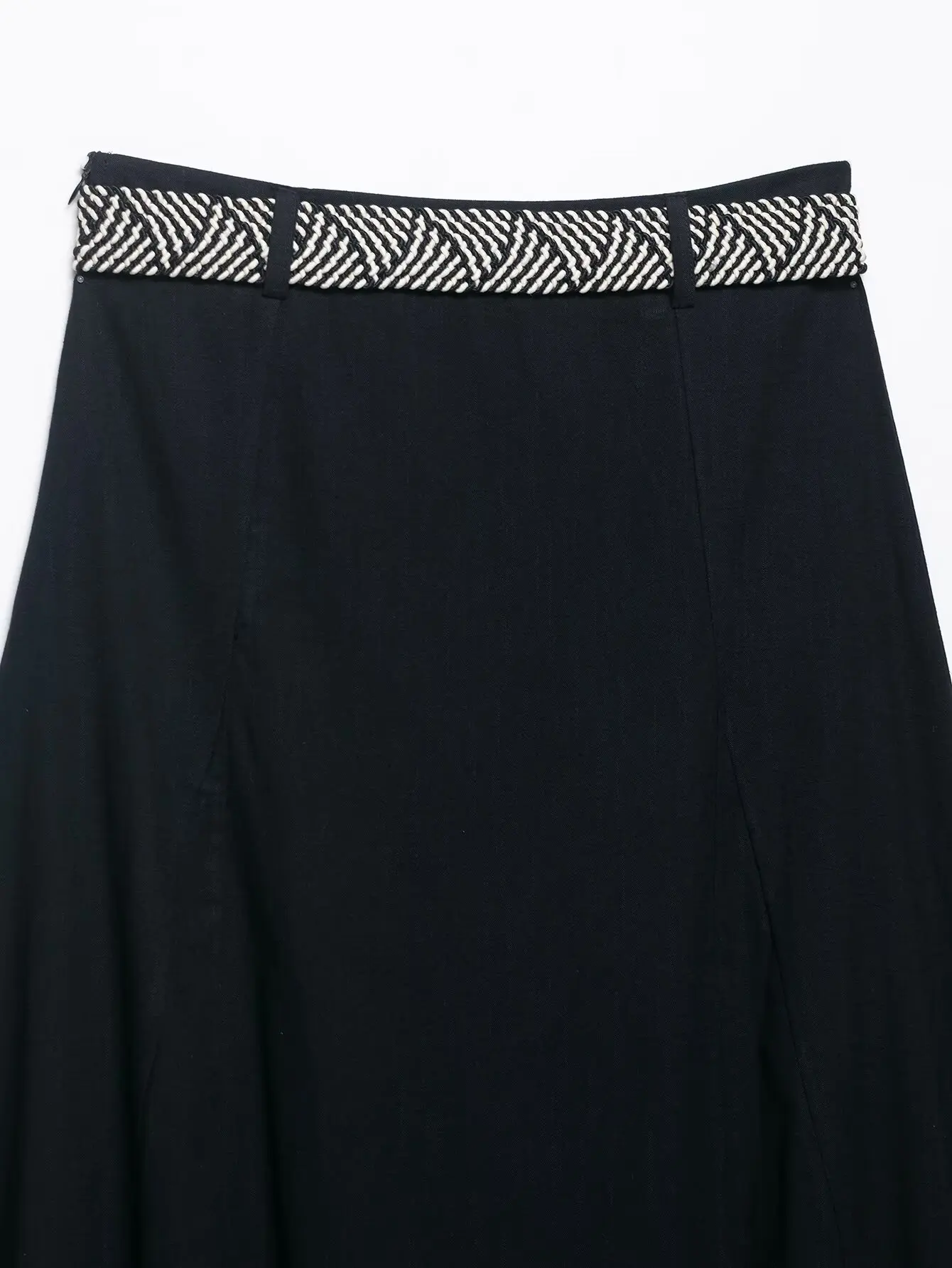 2025 new summer women's clothing casual simple versatile matching belt high waist loose mid-length skirt
