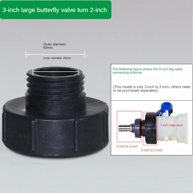 IBC Tote Water for Tank Garden Hose Adapter Fitting 3 Inch to 2 Inch 100mm to 60mm Pipe Tap Connector Tonnage Joint Part KXRE