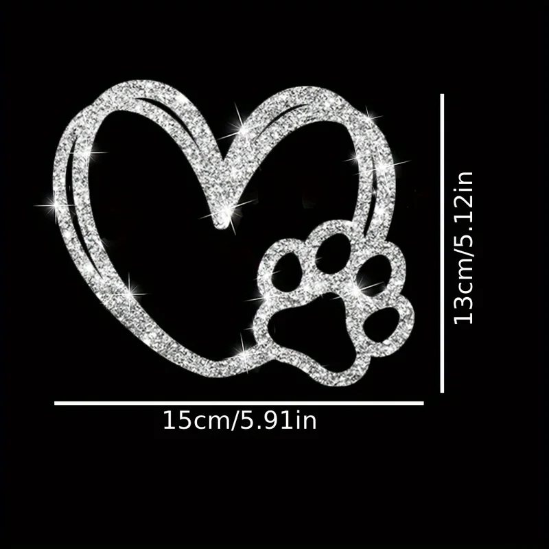 1pc of Heart-Shaped Sticker Featuring a Dog'S Paw, Perfect for Decorating Cars, Windows, And Laptops with a Shiny