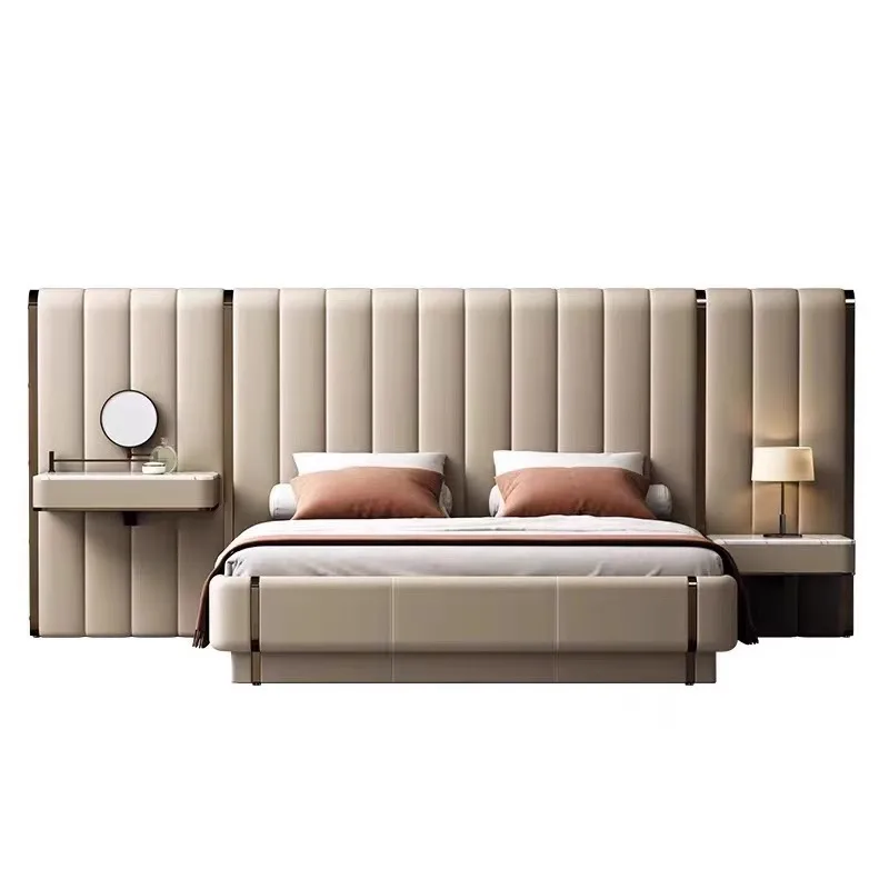 

Italian, light luxury, leather bed, modern, minimalist, high-end, widescreen, villa