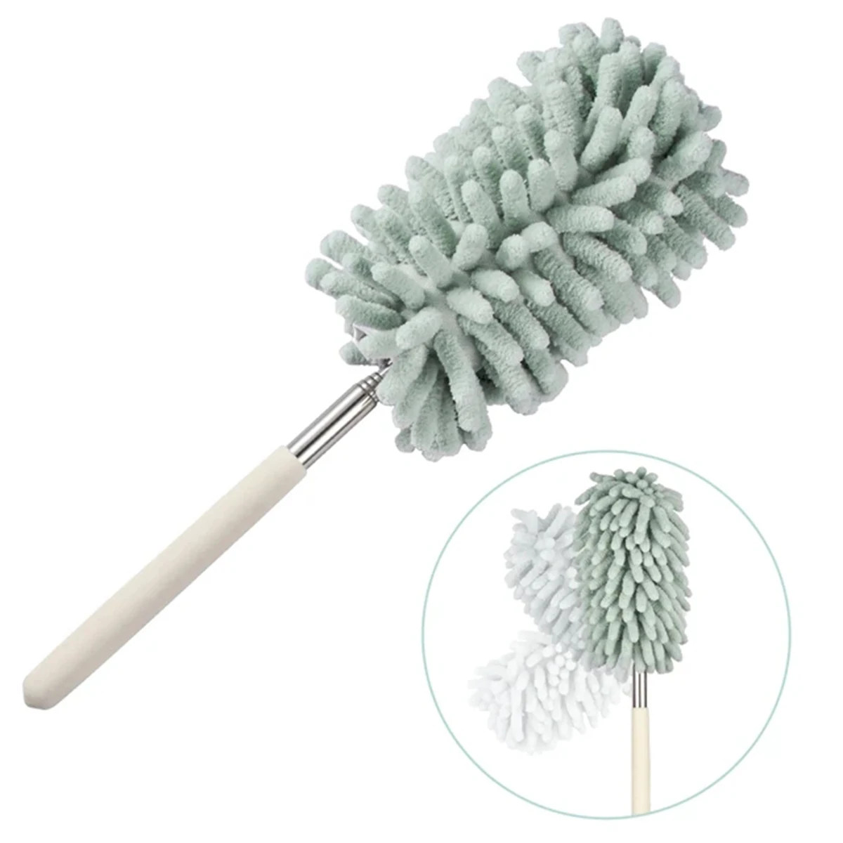 Telescopic Lengthen Duster Microfiber Chenille Home Cleaning Stainless Dust Removal Steel Dust Brush Ceiling Clean Multifunction