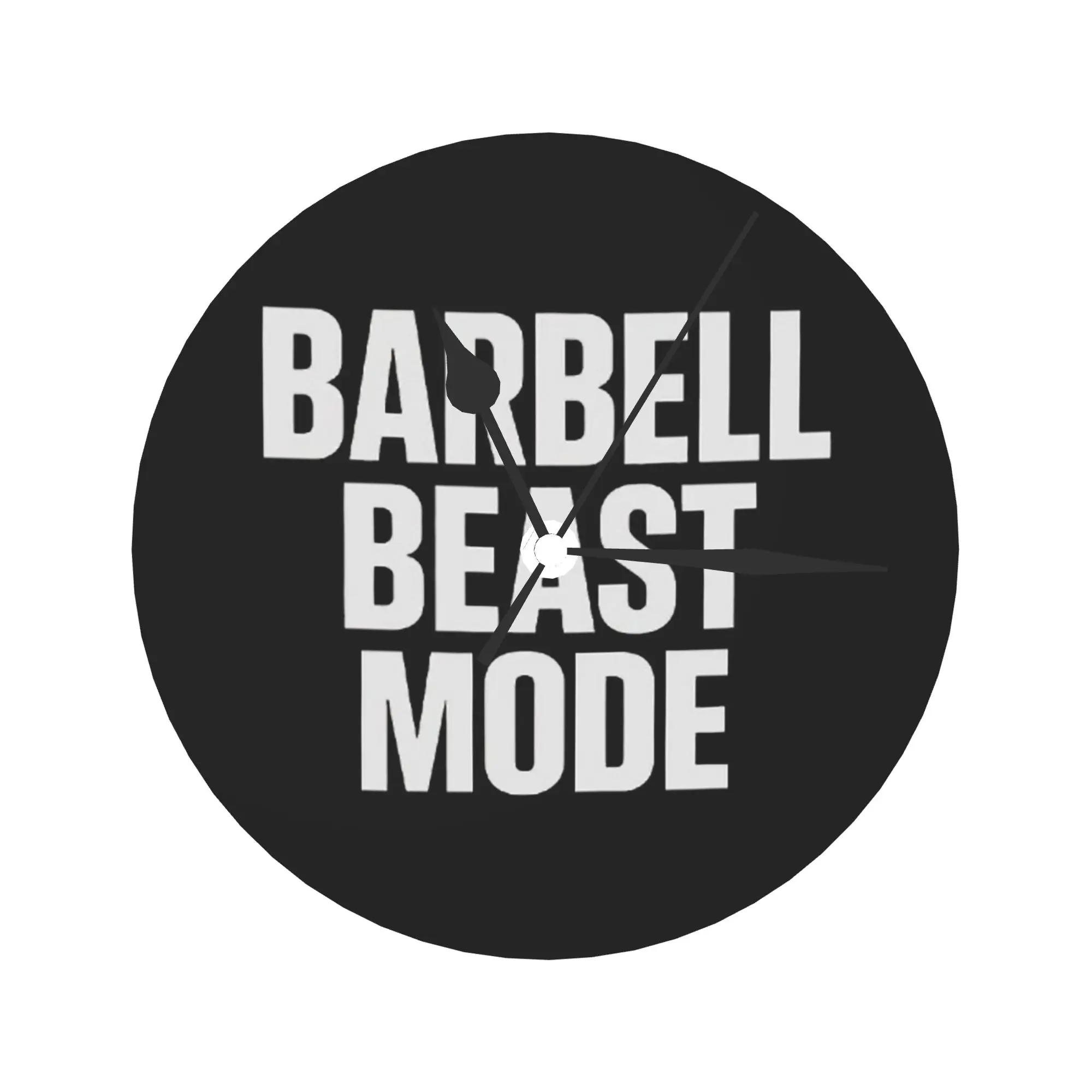 Barbell Beast Mode Minimal Gym Tipografía Fitness Reloj de pared Decoración de la habitación Reloj redondo silencioso para dormitorio Sala de estar Cocina Hogar