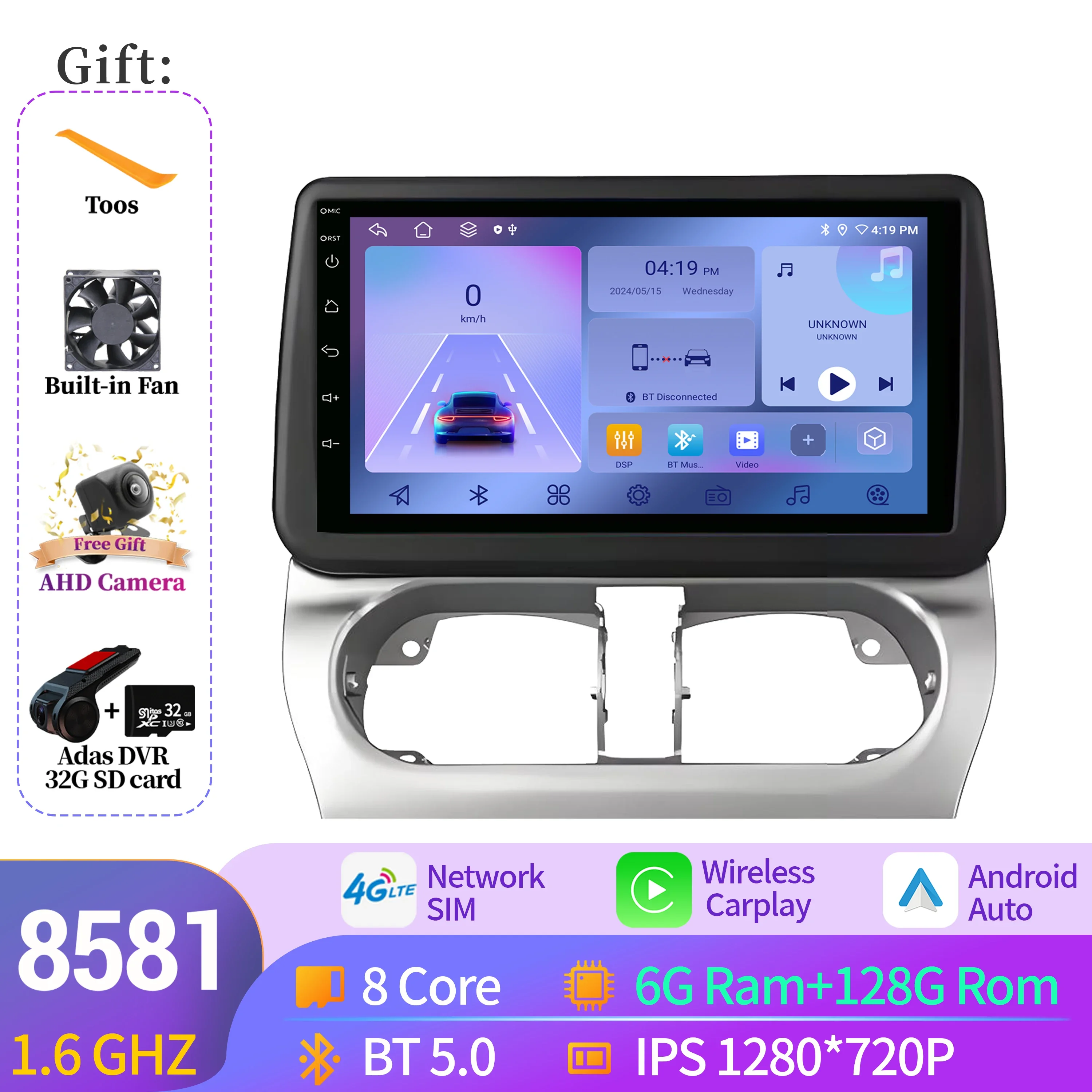 Voor Opel Combo Corsa Tigra 2001-2011 Autoradio Multimedia GPS Apple Android 14 Draadloze BT CarPlay 7862 8 + 256 2 K QLED Scherm