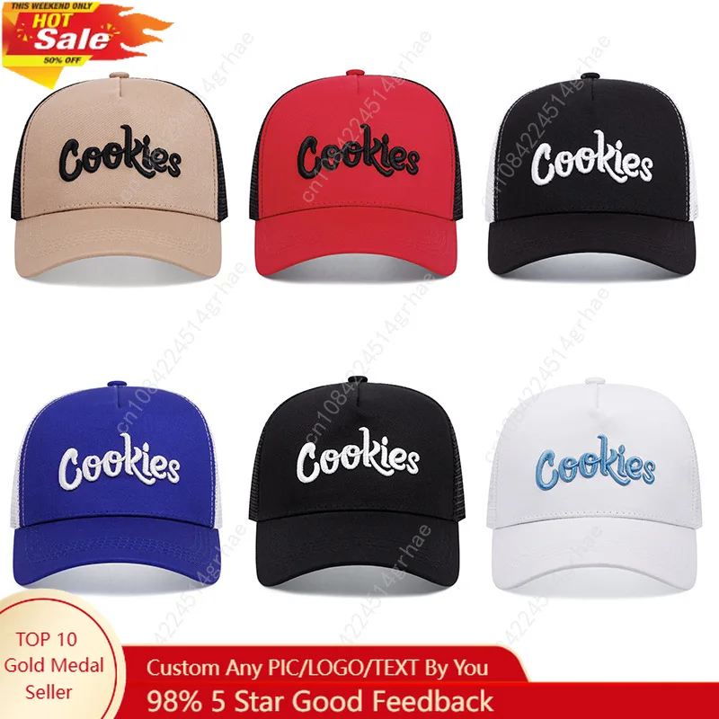 

Cookies Embroidered baseball cap Outdoor sports mesh cap Summer shade breathable mesh cap trends go with everything