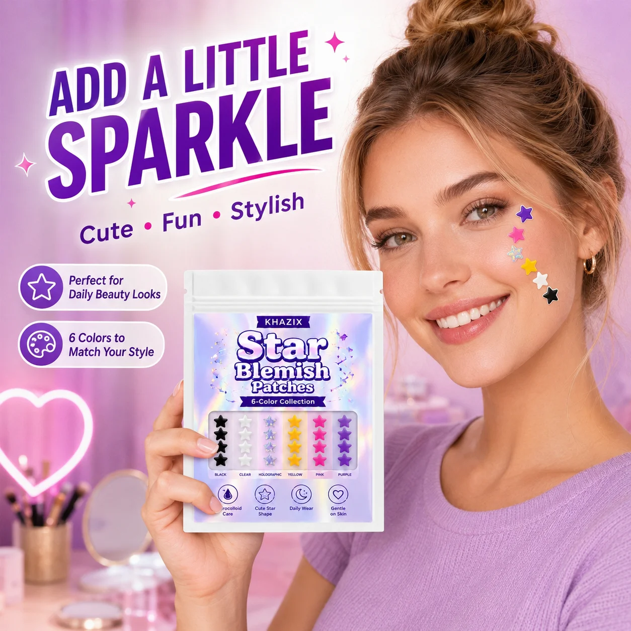 240PCS  Star Pimple Patches For Face Hydrocolloid, Absorbing Cover, Tea Tree, Hydrocolloid Acne Patch, Cute Star Pimple