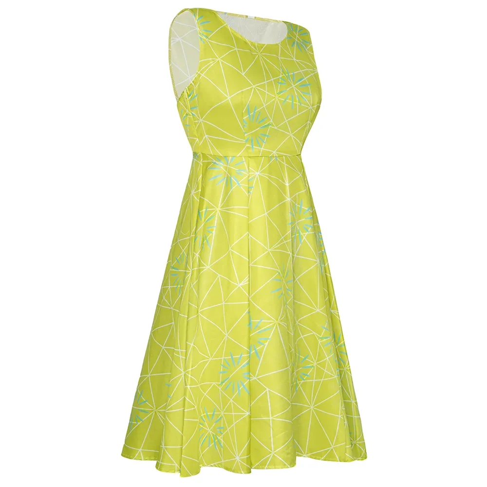 Anime Inside Out 2 Joy Cosplay Costume Adult Women Dress Uniform Fireworks Geometric Pattern Clothes Halloween Outfit