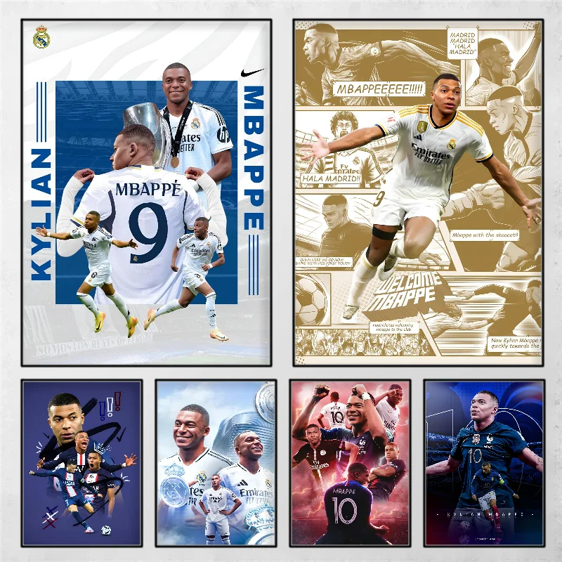 1pc Hot And Famous Great Football Stars Kylian Mbappé Poster HD Posters Home Room Bar Cafe Decor Art Wall Painting Picture