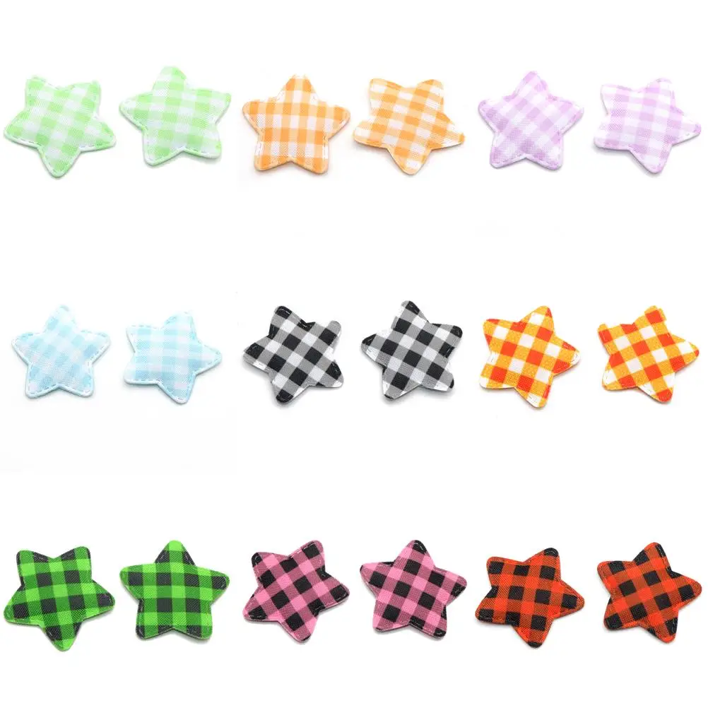 10pcs Double Side Plaid Padded Heart Stars Rabbit Butterfly Appliques DIY Apparel Accessories Wedding Christmas Decorations