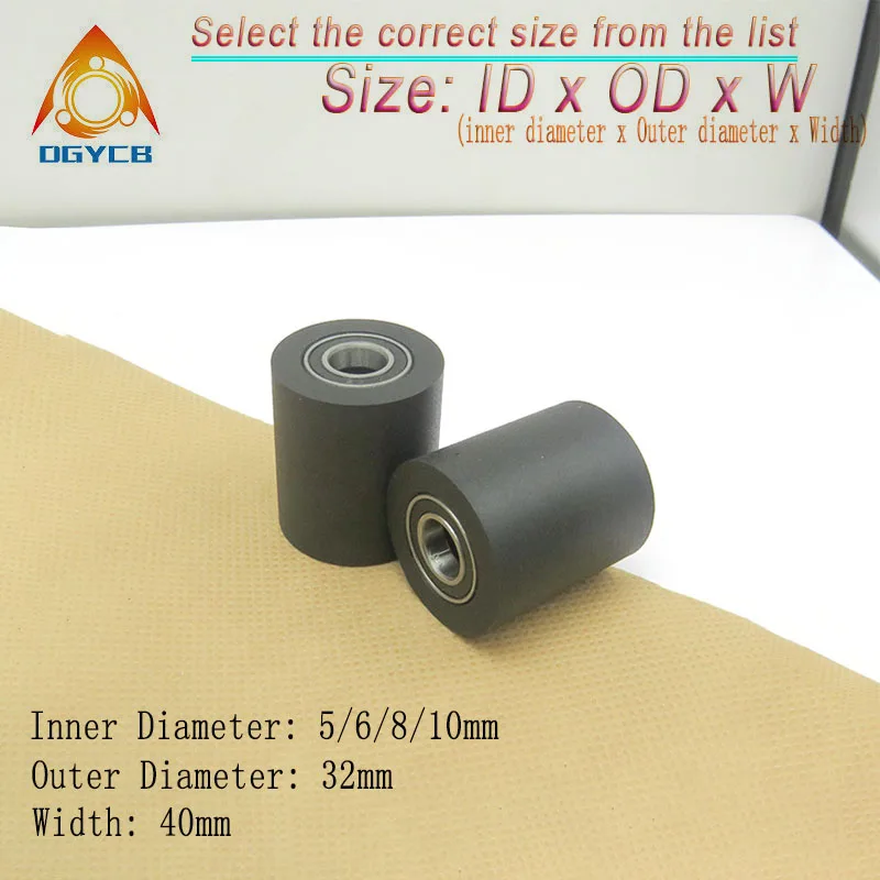 

1pcs 6x32x40 Double Bearing PU Polyurethane Wheel PUT62632-40 Rubber Coated Roller 6*32*40 Hardness 85A Guide Pulley 6*32*40